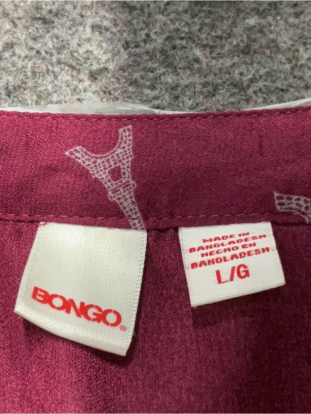 BONGO Plum Eiffel Print Button-Down Shirt - Picture 6 of 7